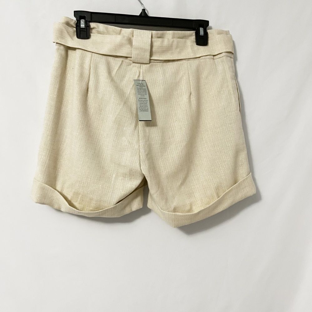 🟢Cache Solid Vanilla Cream Metallic Gold Shorts … - image 2